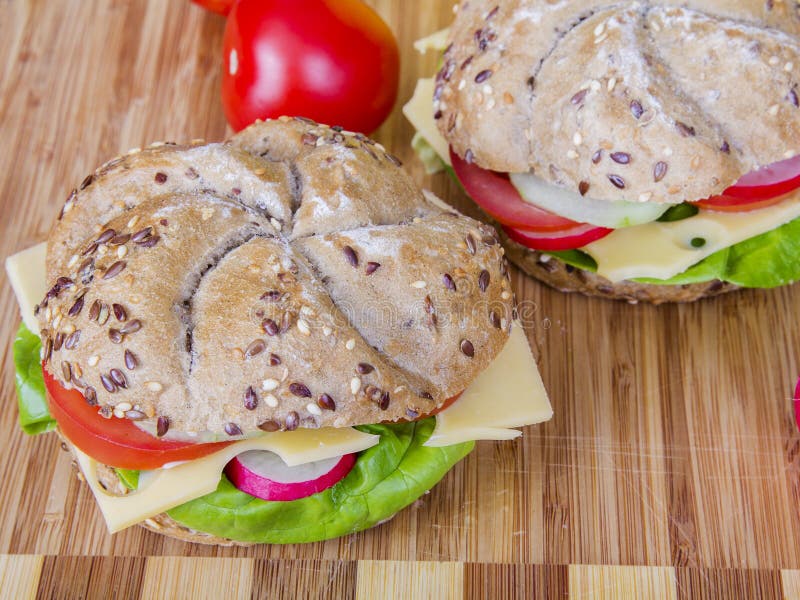 Vegetarian Wholemeal Sandwich Roll Stock Photo Image of lunch