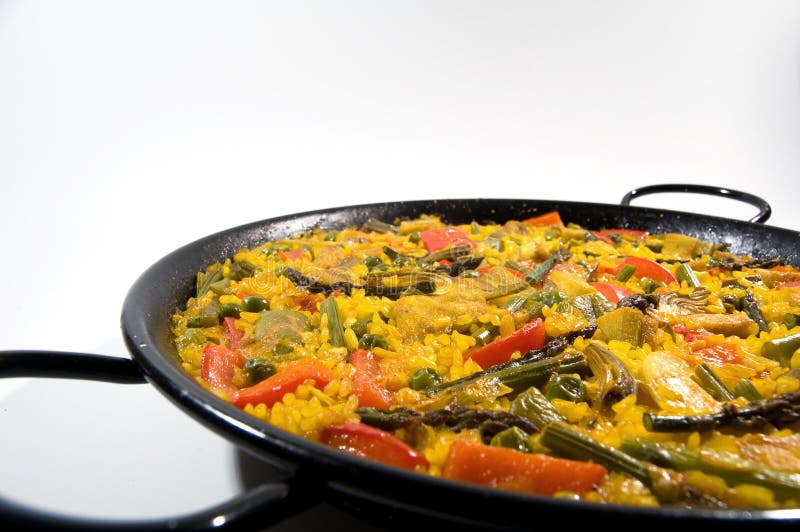 Vegetarische Paella - Spanischer Reis Stockfoto - Bild von zwiebel ...