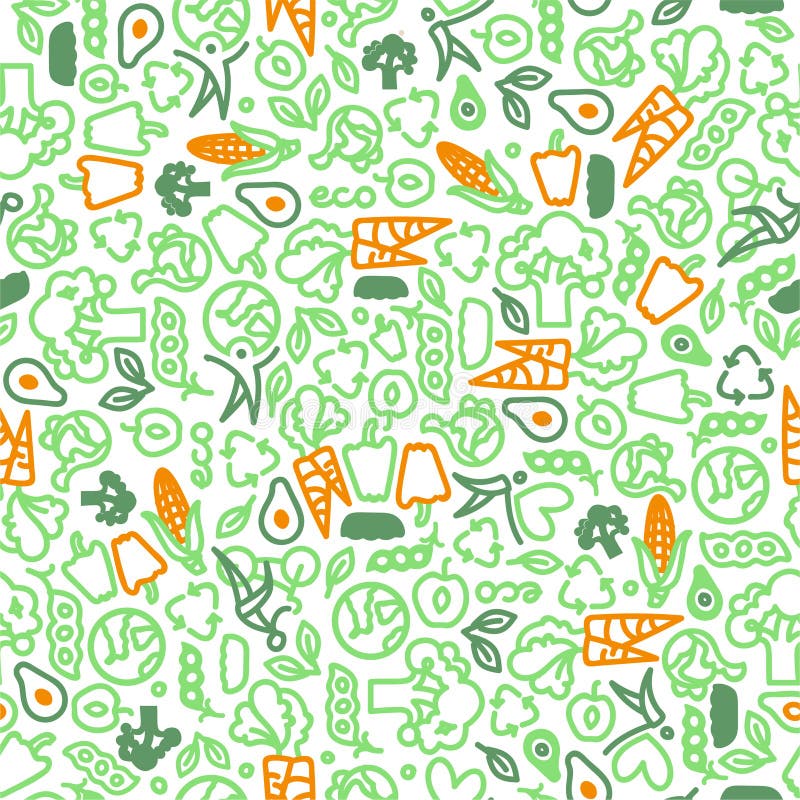 Vegetarisk sömlös modell av gröna grönsaker vektor illustrationer Vegetarisk sömlös modell av gröna grönsaker vektor illustrationer