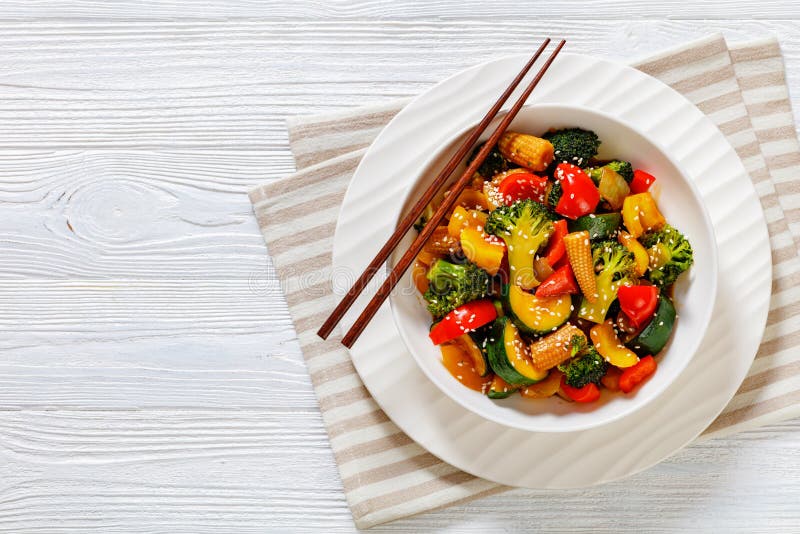 Veggies Stir-fry with Thick Soy Based Sauce Stock Photo - Image of