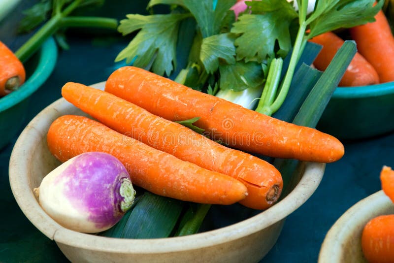 Vegtables with carrots at market