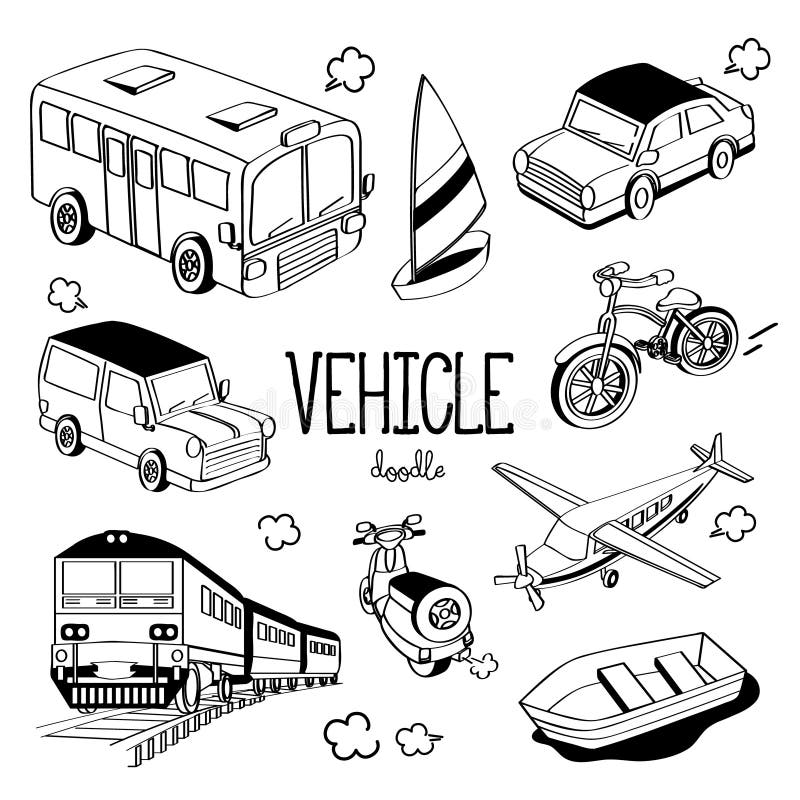 Vehicle Doodle. Hand Drawing Styles for Vehicle Stock Vector ...