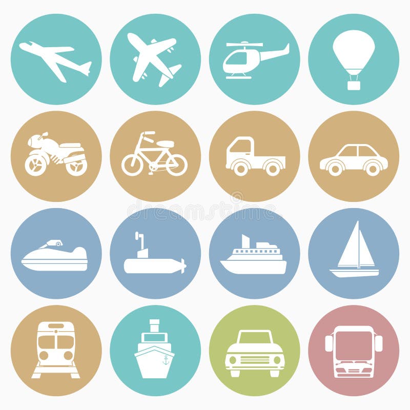Transportation icons stock vector. Illustration of airplane - 9253814