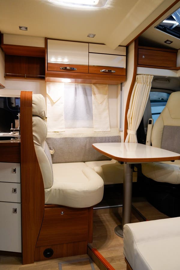 Vehicle Interior Wooden View Of Motorhome Modern Camper Rv