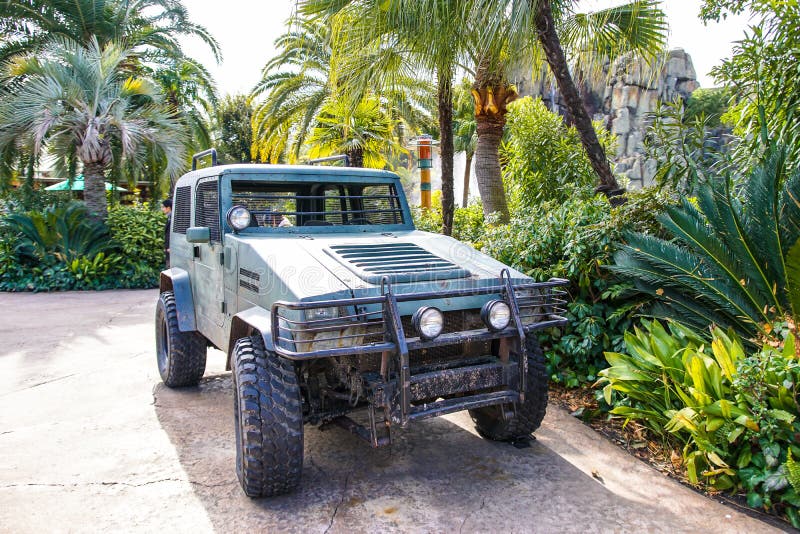 Vehicle in Jurassic Park editorial photography. Image of jurassic