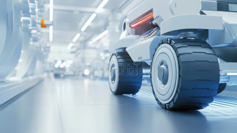 Vehicul robotic avansat în laboratorul futurist royalty free stock image