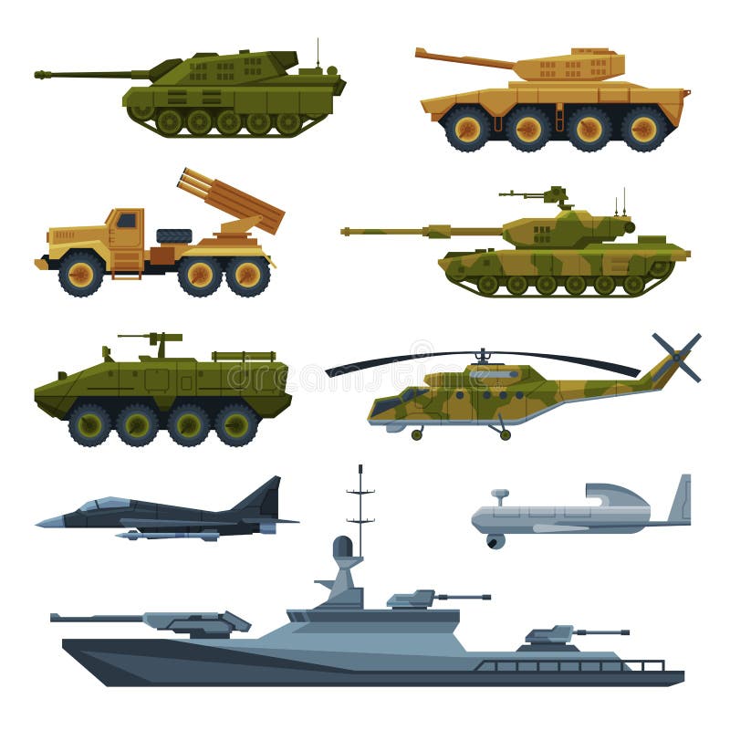 Vehicule militare blindate de colectare a tancurilor militare speciale de transport cu tancuri speciale pentru avioane de vânătoar stock illustration