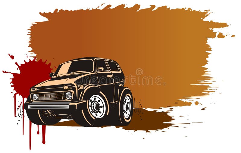 Vehículo campo a través de la historieta del vector stock de ilustración Vehículo campo a través de la historieta del vector stock de ilustración