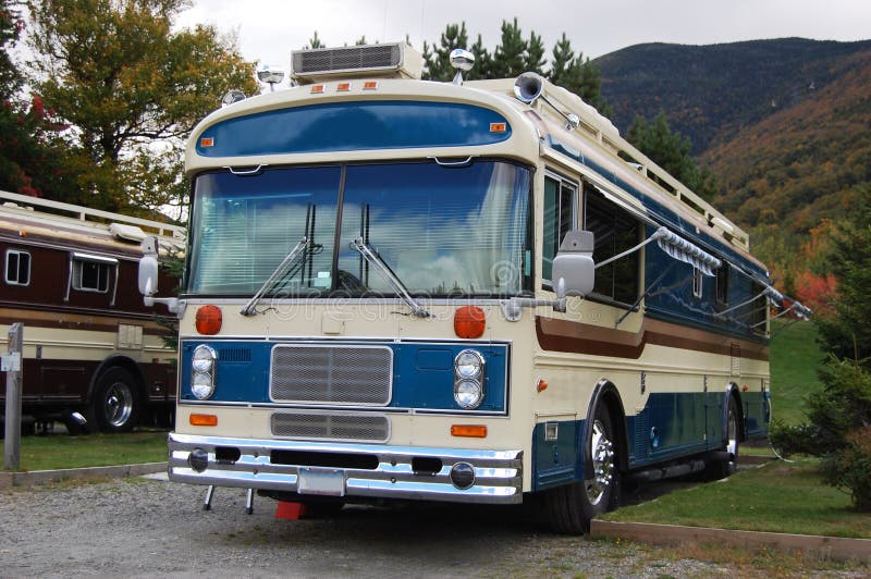 Antique Recreational Bus in Franconia Notch State Park, White Mountains, New Hampshire, USA. Antique Recreational Bus in Franconia Notch State Park, White Mountains, New Hampshire, USA.