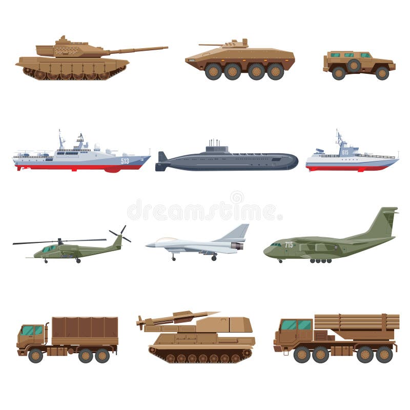 Veicoli militari messi illustrazione di stock Veicoli militari messi illustrazione di stock