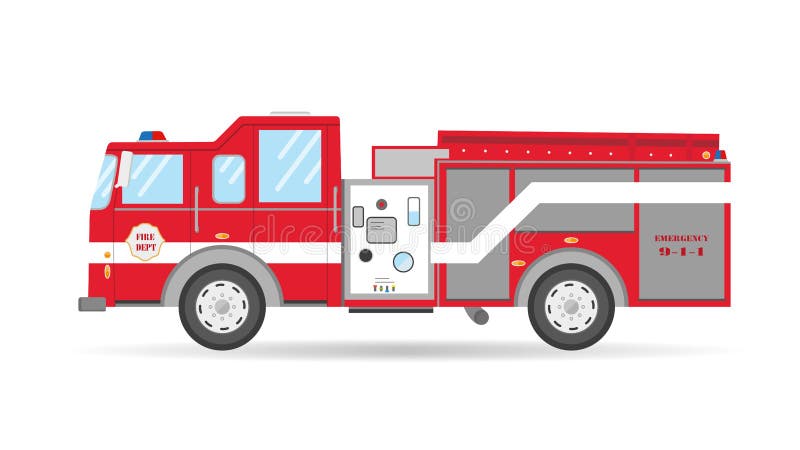 Veicolo americano piano di emergenza dell'illustrazione di vettore dell'automobile del Firetruck del fumetto illustrazione di stock Veicolo americano piano di emergenza dell'illustrazione di vettore dell'automobile del Firetruck del fumetto illustrazione di stock