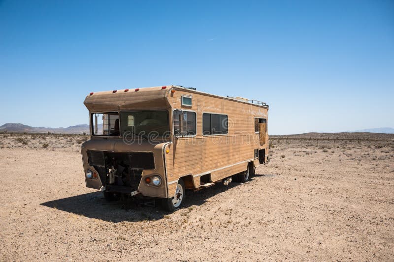 Abandoned Recreational vehicle(RV) in the Mojave desert of southern California. Abandoned Recreational vehicle(RV) in the Mojave desert of southern California