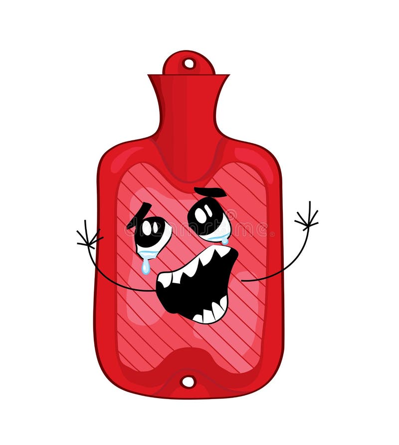 Crying Meme Illustration of Rubber Hot Water Bottle Stock