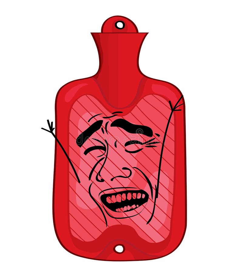 Laughing Meme Illustration of Rubber Hot Water Bottle Stock
