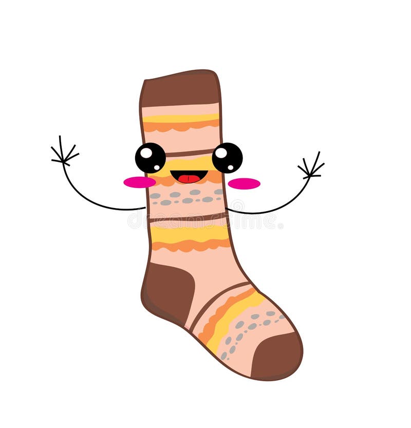 Cute Cartoon Illustration of Autumn Sock Stock Illustration ...