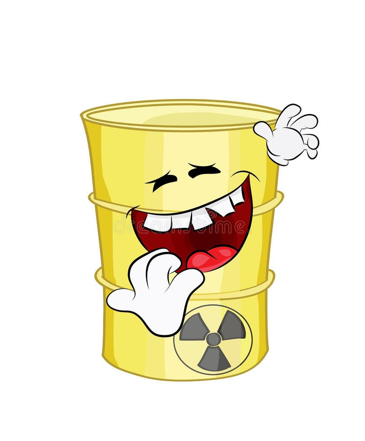 Laughing Cartoon Illustration of Toxic Waste Barrel Stock Illustration