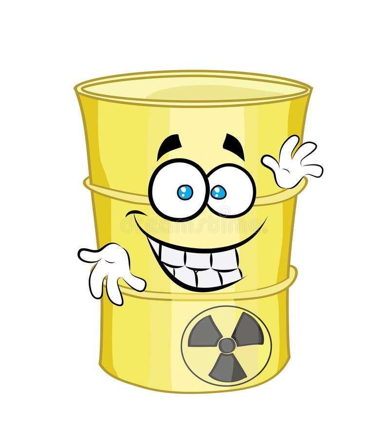 Happy Cartoon Illustration Of Toxic Waste Barrel Stock Illustration