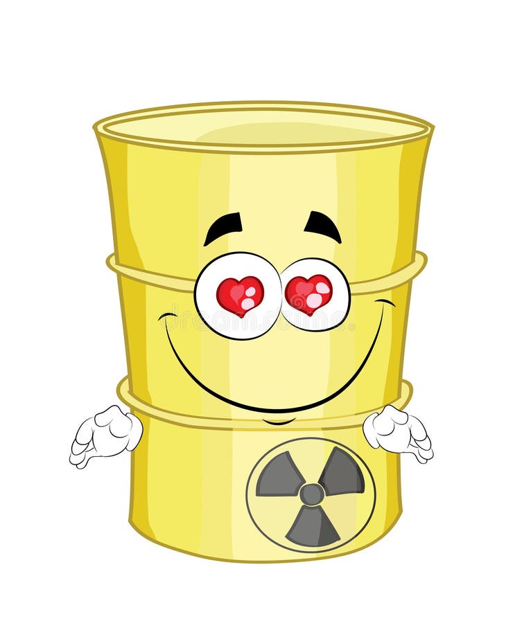 In Love Cartoon Illustration of Toxic Waste Barrel Stock Illustration