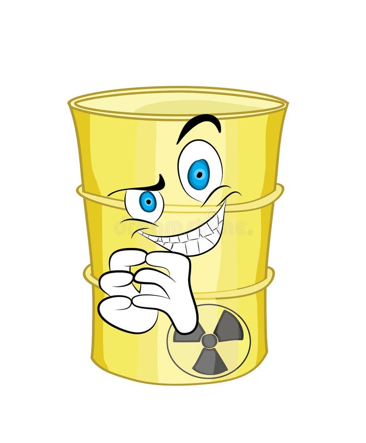 Evil Cartoon Illustration of Toxic Waste Barrel Stock Illustration