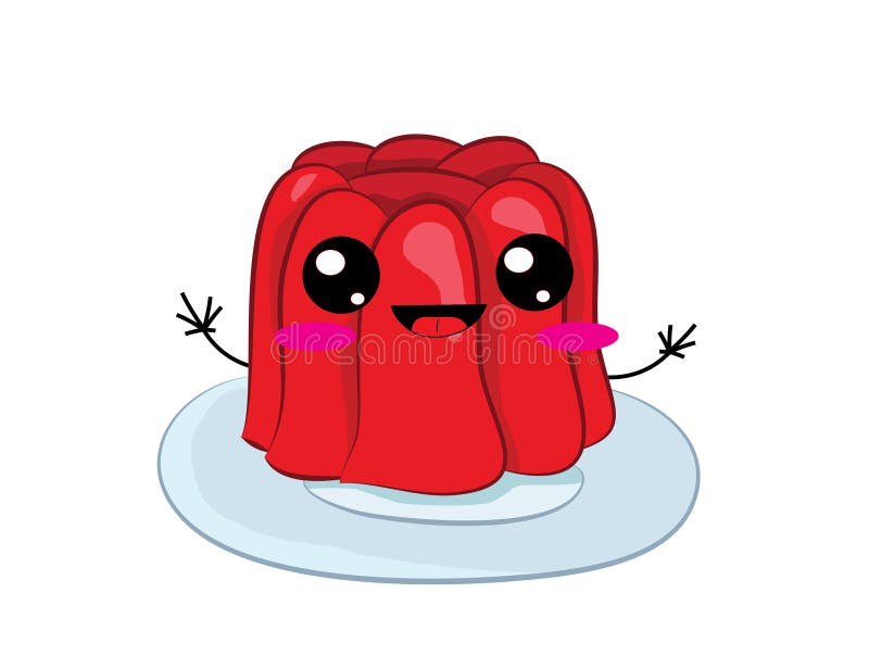 Cute Cartoon Illustration of Strawberry Jelly Stock Illustration