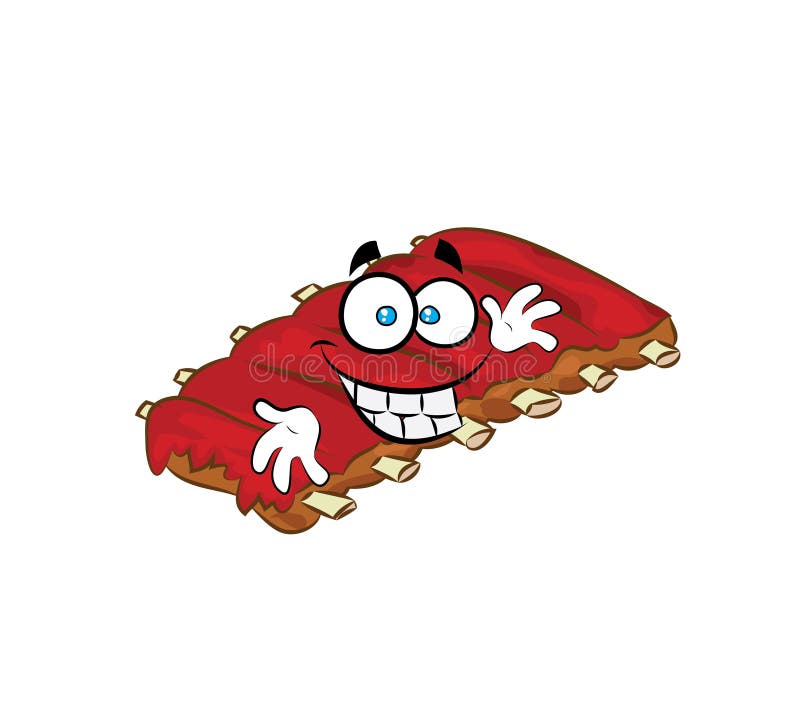 Happy Cartoon Illustration of Bbq Ribs Stock Illustration