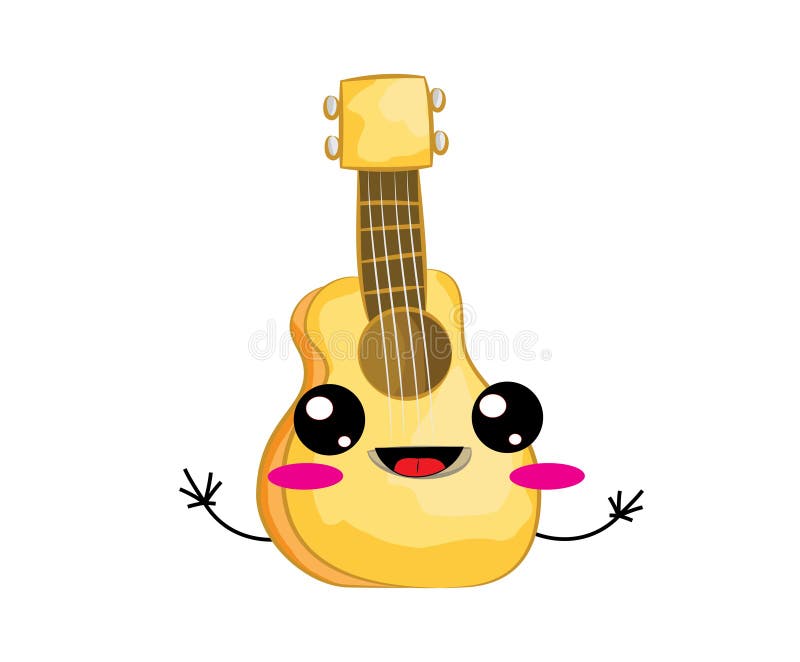 Cute Cartoon Illustration of Ukulele Stock Illustration - Illustration