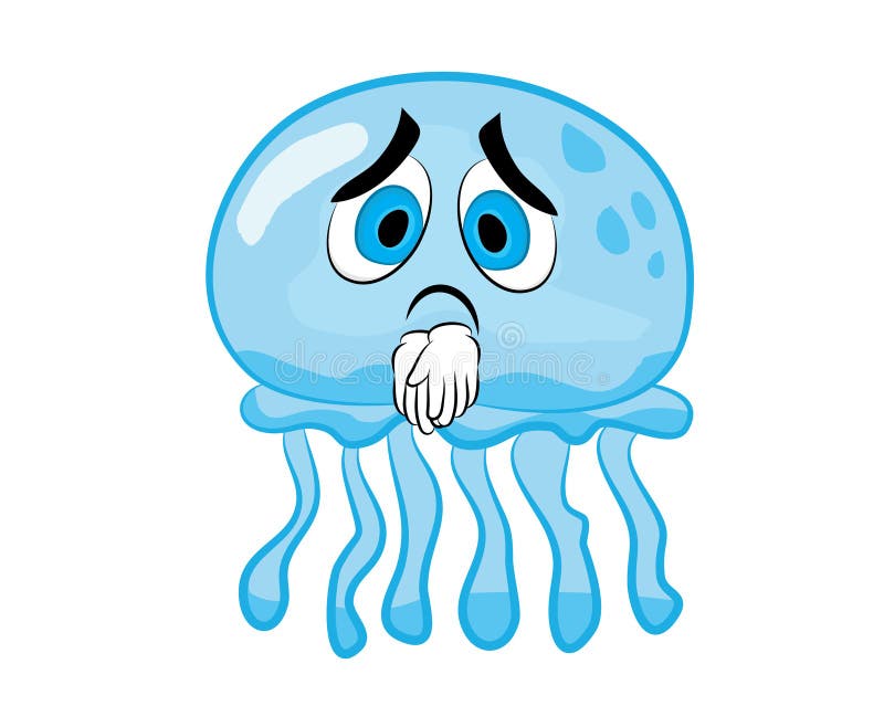 Sad Cartoon Illustration of Jelly Fish Stock Illustration - Illustration of  dolorous, fish: 199439839