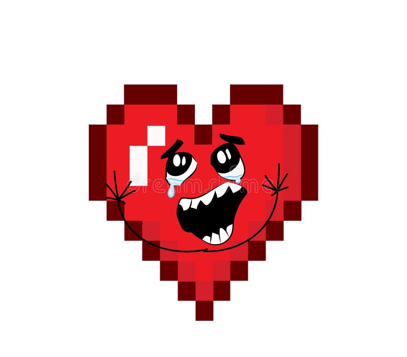 Crying Internet Meme Illustration Of Pixelated Heart Stock Illustration Illustration Of Pixelated White