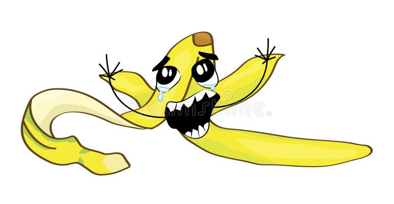 Banana Cat Meme Vector Isolated On Yellow Background. Funky Crying