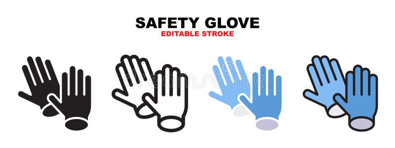 Veiligheids handschoenkictogram ingesteld op verschillende stijlen