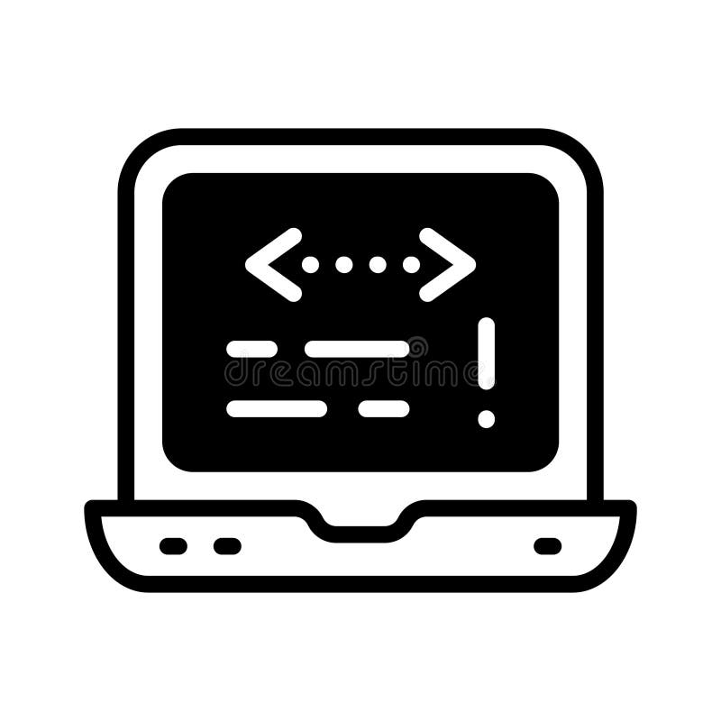 Veja este ícone de glifo cativante mostrando a codificação do laptop ilustração royalty free