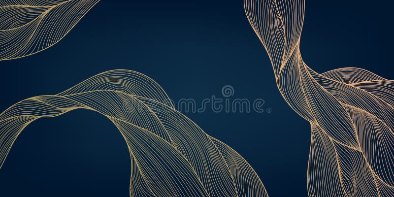 Vektor abstrakte Luxus goldene Tapete wellige Linie Kunst Hintergrund. Art Deco Muster Textur für Printgewebe stock abbildung