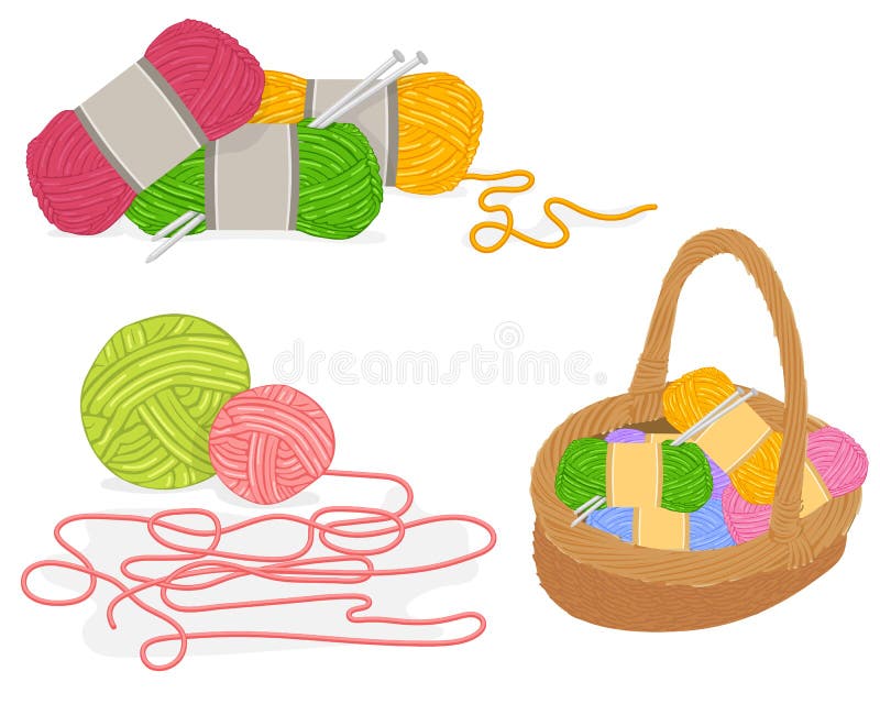 Vektor av en vide- korg mycket av handarbetematerial stock illustrationer
