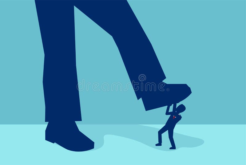 Vektor av lite affärsmannen som krossas av en jätte- fot stock illustrationer Vektor av lite affärsmannen som krossas av en jätte- fot stock illustrationer