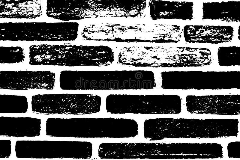 Vektor-Backstein-Wandstruktur schwarz-weiß grunge gekratzt strukturierte Wirkung Hintergrund stock abbildung