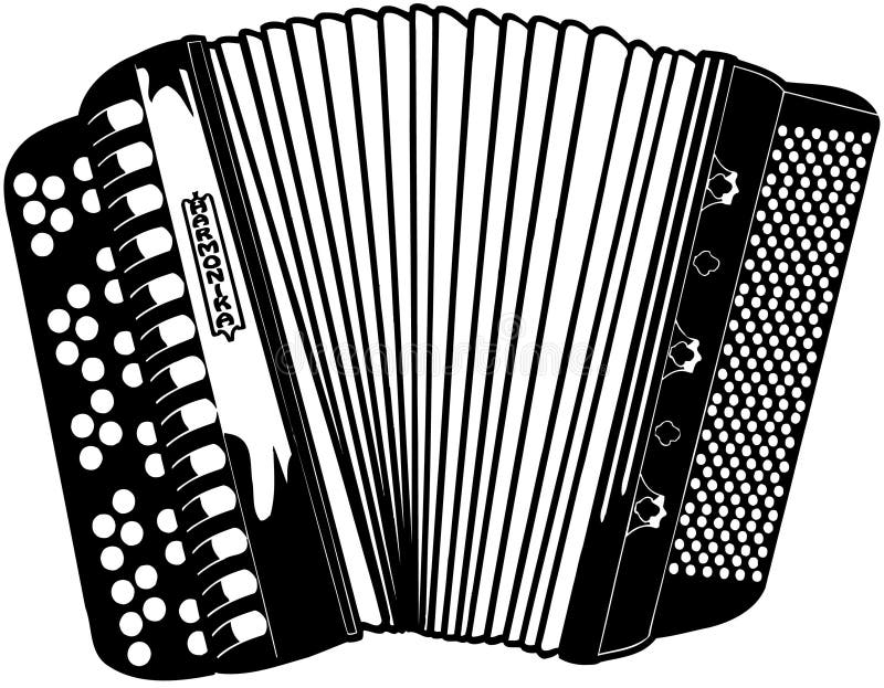 Vektor Clipart för Accordian musikinstrumenttecknad film royaltyfri illustrationer Vektor Clipart för Accordian musikinstrumenttecknad film royaltyfri illustrationer