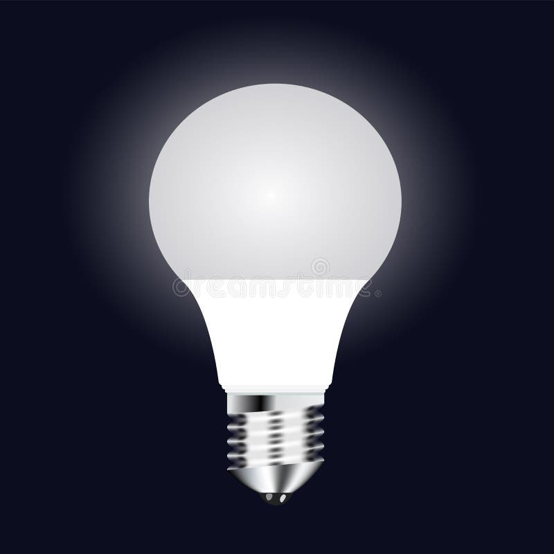 Vektor, der LED-Lampen weiß mit Glühen auf einem dunklen Hintergrund zeichnet vektor abbildung Vektor, der LED-Lampen weiß mit Glühen auf einem dunklen Hintergrund zeichnet vektor abbildung