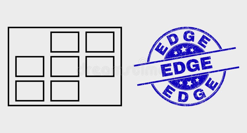 Vektor-Entwurfs-Gitter-Zellikone und Schmutz-Rand-Stempelsiegel vektor abbildung Vektor-Entwurfs-Gitter-Zellikone und Schmutz-Rand-Stempelsiegel vektor abbildung