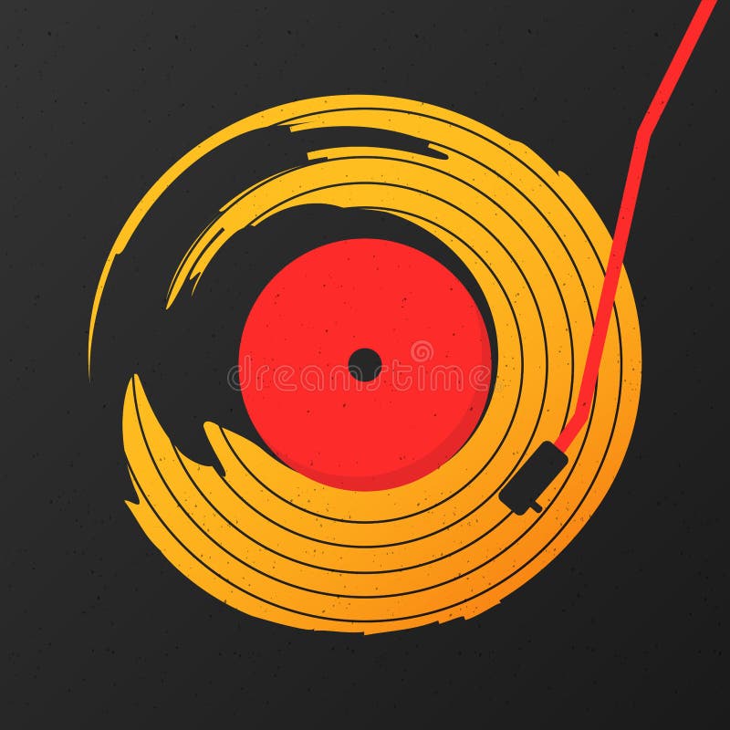 Vektor för abstrakt begrepp för musik för vinylrekord med det svarta bakgrundsdiagrammet stock illustrationer Vektor för abstrakt begrepp för musik för vinylrekord med det svarta bakgrundsdiagrammet stock illustrationer