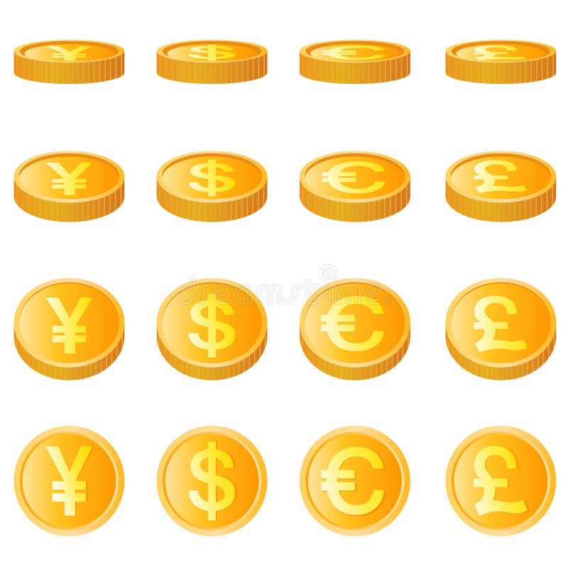 Vektor för enhet för guld för mynt fyra monetär
