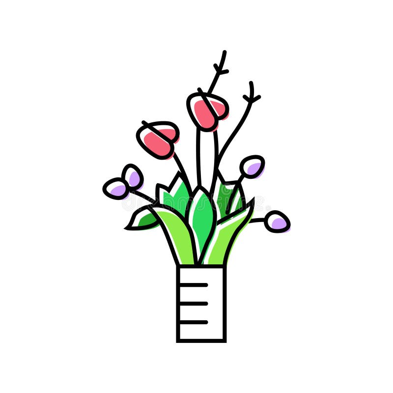 Vektor för färgsymbol för vågrätt blomarrangemang stock illustrationer
