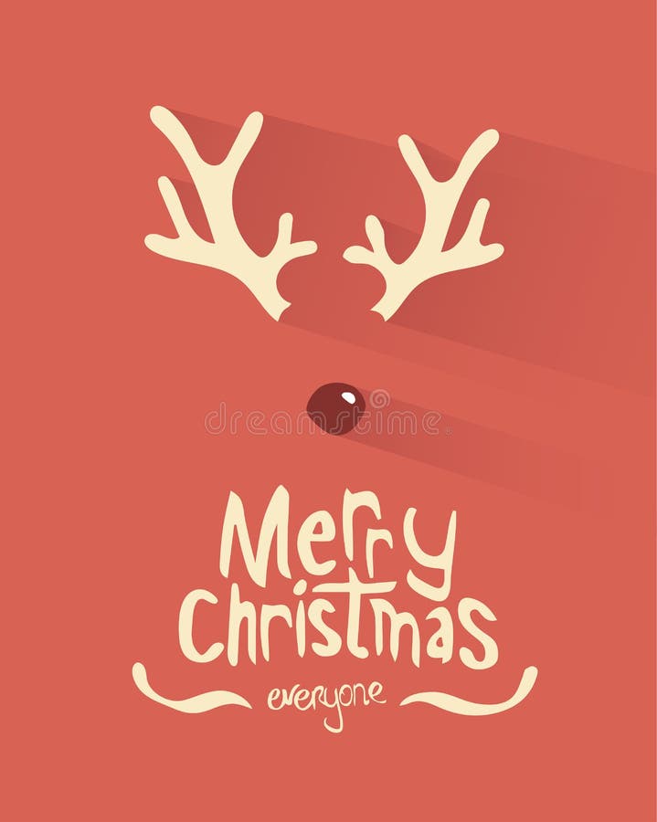 Vektor för glad jul med horn på kronhjort och den röda näsan royaltyfri illustrationer Vektor för glad jul med horn på kronhjort och den röda näsan royaltyfri illustrationer