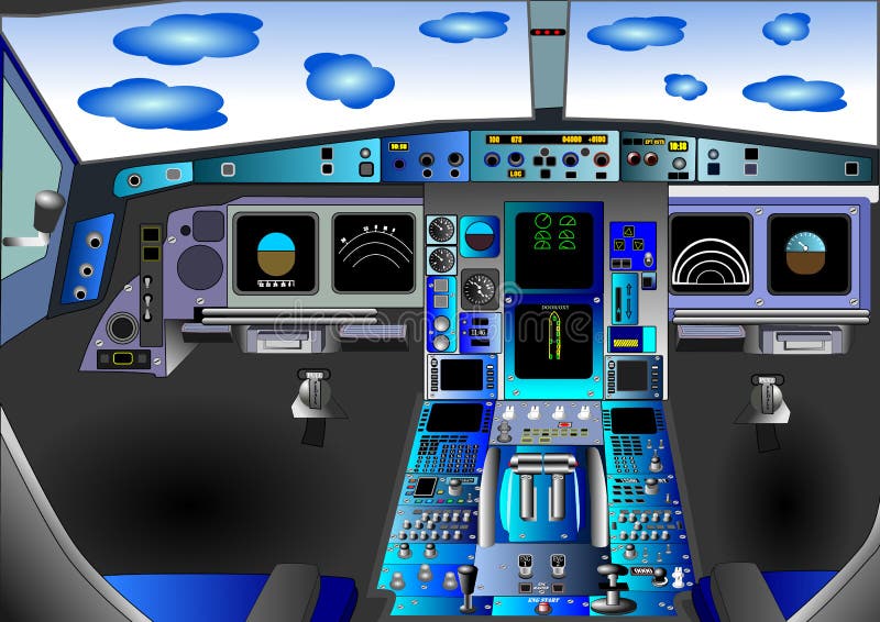 Vektor för illustration för cockpitdäcksflyg vektor illustrationer