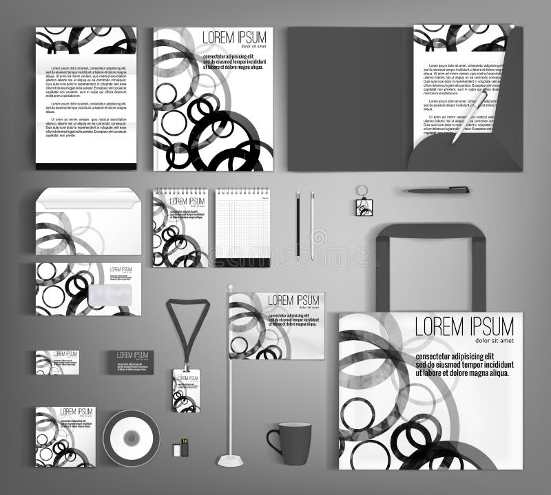 Corporate identity template design with black white circles. Business stationery set. Corporate identity template design with black white circles. Business stationery set.