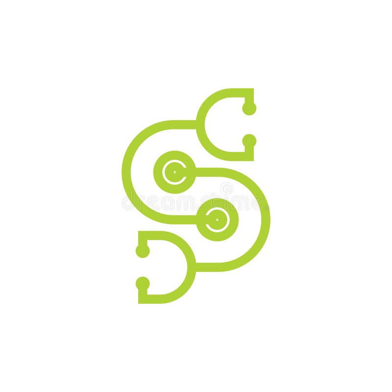 Vektor för medicinsk logotyp för stålskop, bokstav sc stock illustrationer