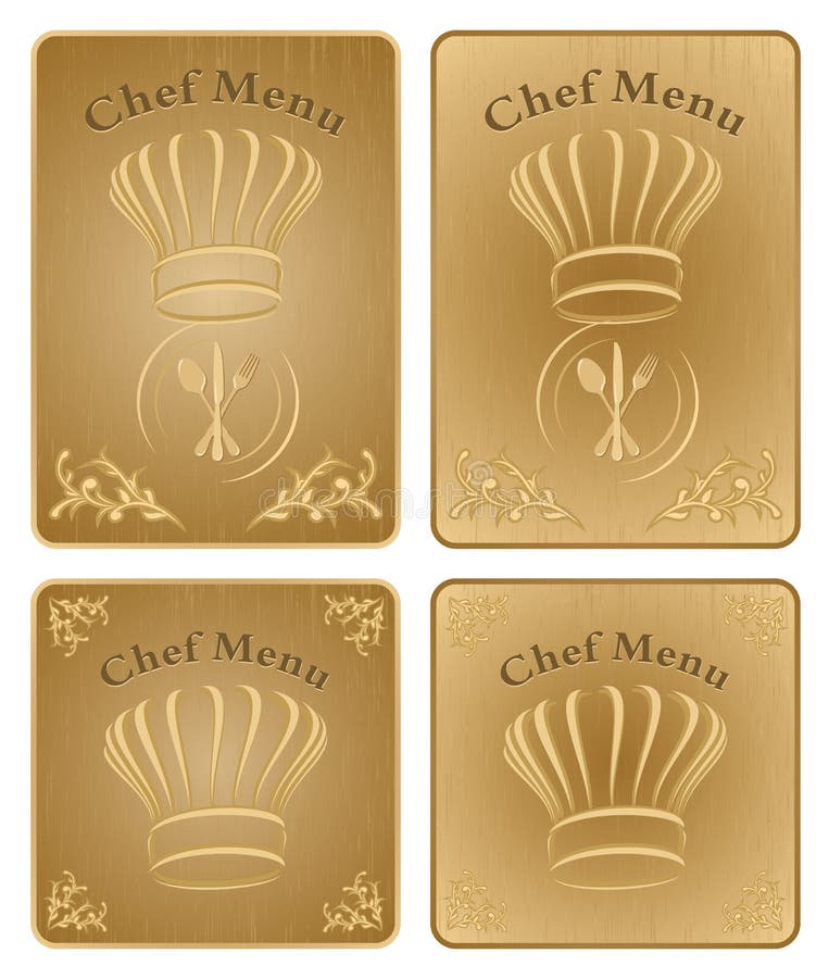 Four different chef menu board covers - isolated vector. Four different chef menu board covers - isolated vector