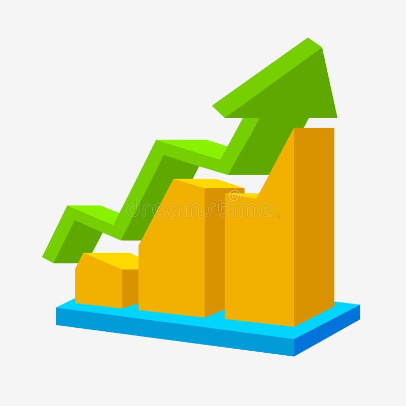 Vektor för rapport för diagramsymbolsillustration Pil upp statistiktecken på vit också vektor för coreldrawillustration stock illustrationer