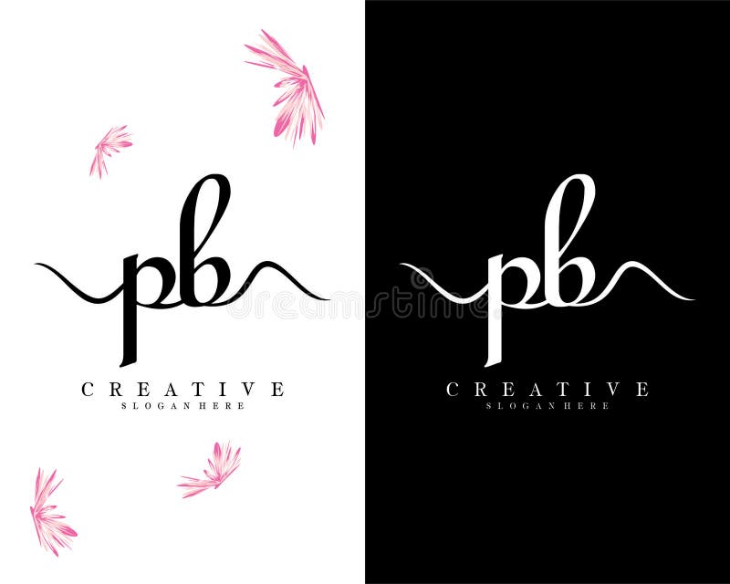 Vektor för skräplogotyp för skript för kreativ handskrift. PBP-logotyp för skript för kreativ handskrift med svartvit bakgrundsvektor