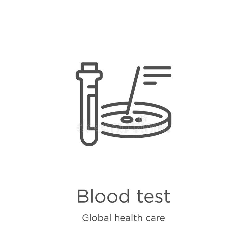 vektor för symbol för blodprov från global hälsovårdsamling Tunn linje illustration för vektor för symbol för översikt för blodpr royaltyfri illustrationer vektor för symbol för blodprov från global hälsovårdsamling Tunn linje illustration för vektor för symbol för översikt för blodpr royaltyfri illustrationer