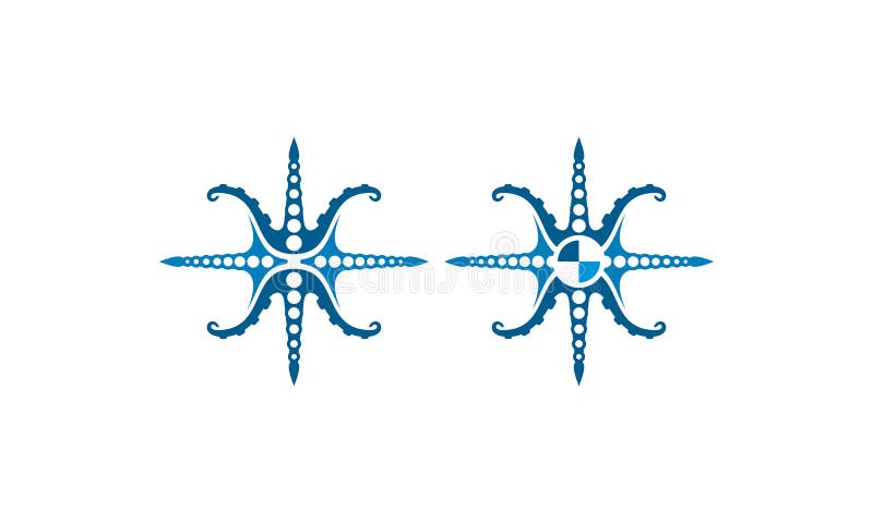 Vektor för symbol för bläckfiskkompasslogo vektor illustrationer Vektor för symbol för bläckfiskkompasslogo vektor illustrationer